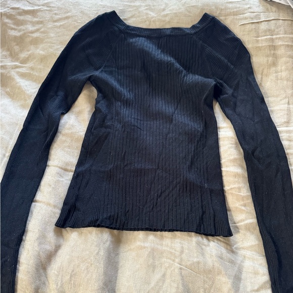 Express Black Ribbed Knit Top - Picture 2 of 3